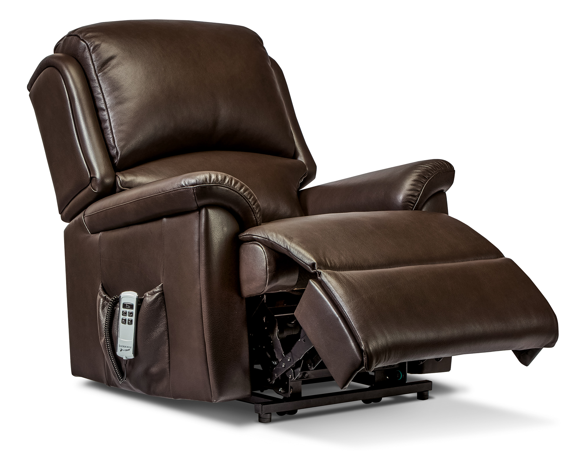 Virginia Small Leather Electric Riser Recliner - Sherborne Upholstery