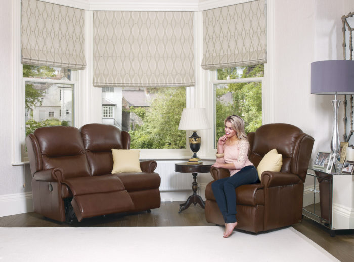 Malvern Standard Leather Reclining 2-Seater Settee