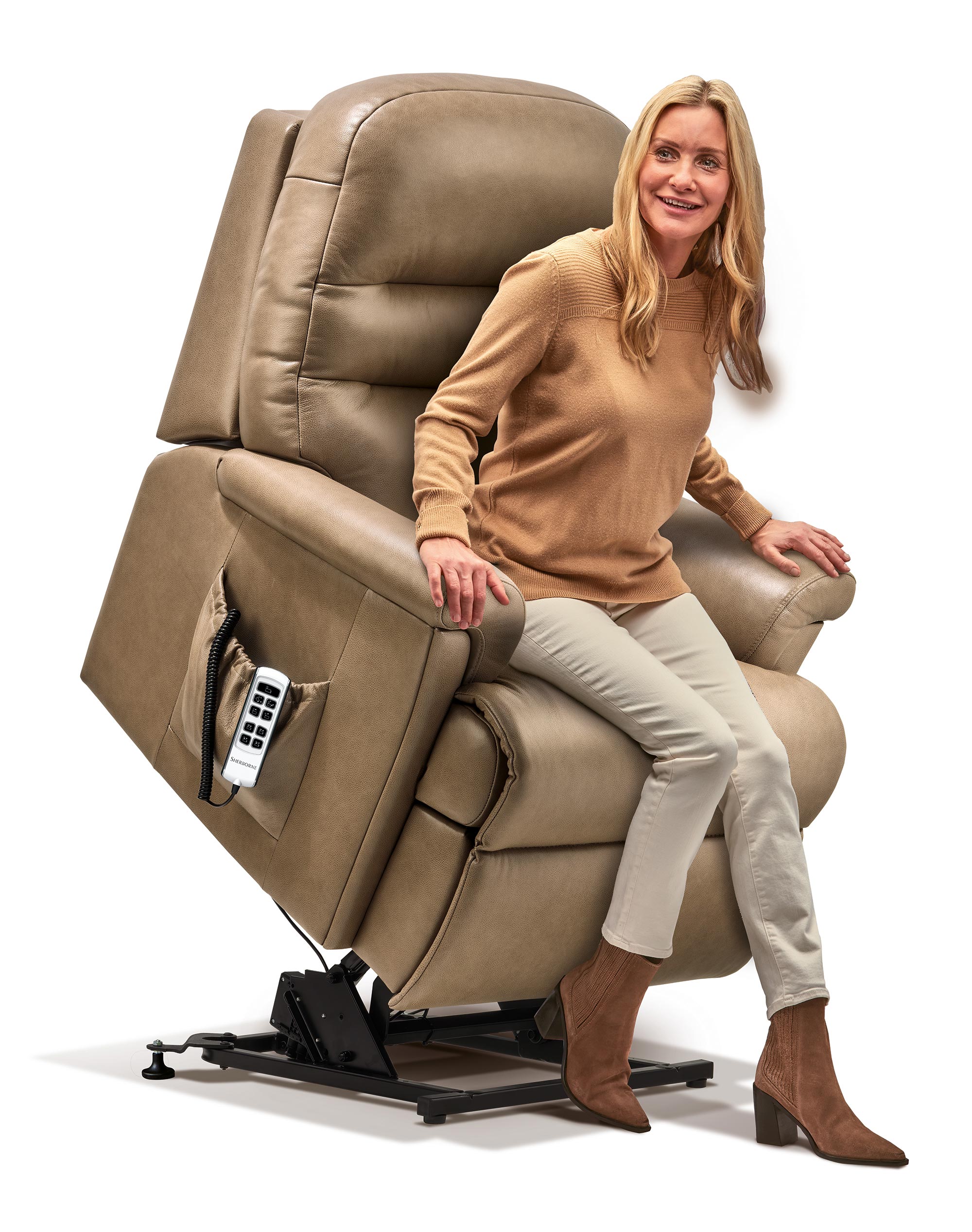 Beaumont Standard Leather Electric Riser Recliner Sherborne Upholstery